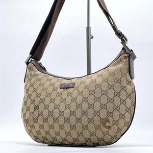 Gucci Beige and Brown Monogram Shoulder Bag